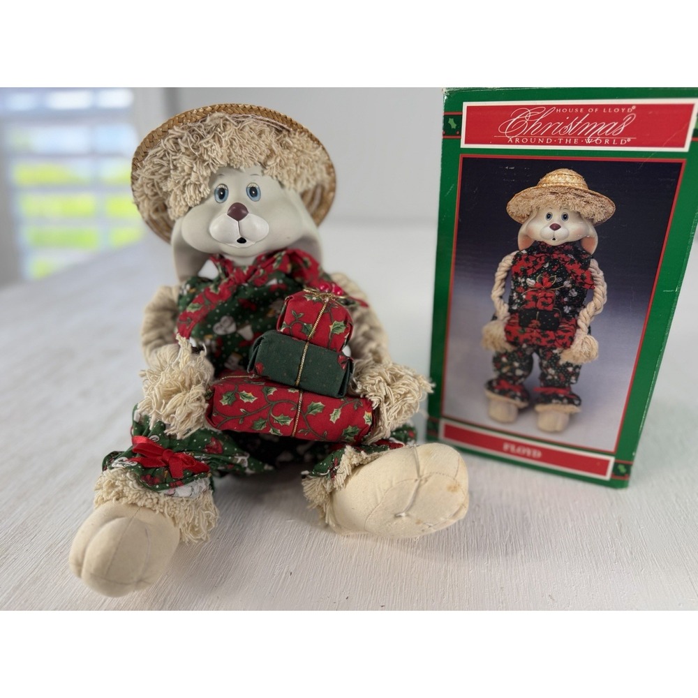 Vtg Christmas Around The World Flossie Bunny House Of Lloyd Porcelain Doll W/Box